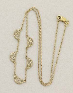 18k Gold Over Sterling Silver CZ Cubic Zirconia Station Necklace 18" Chain